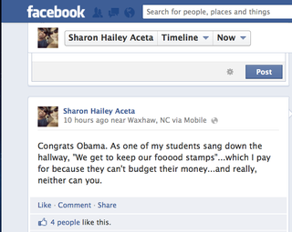 Illustration for article titled 8th Grade Math Teacher Says Obama's Win Means She'll Have to Keep Paying for Her Students' Food Stamps